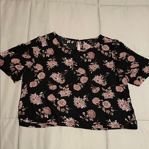 Forever 21 Black and Pink Floral Top